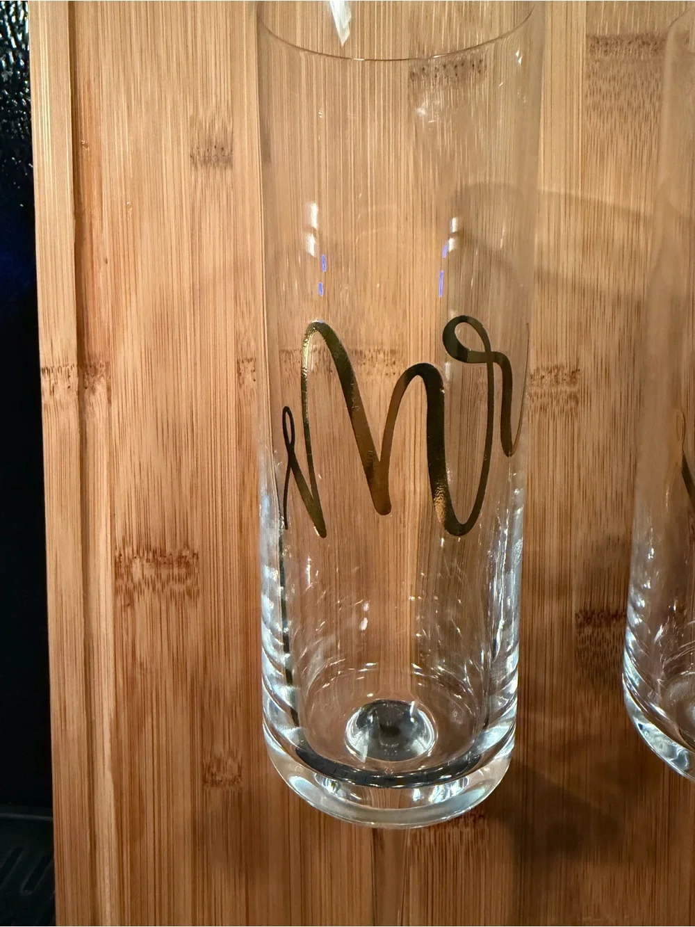 Set of 2 Gold “Mr” and “Mrs” Champagne Flutes